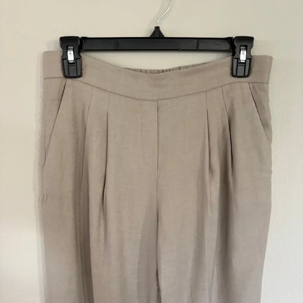 Babaton Aritzia Cohen Beige Linen Pull On Ankle Pants (4)